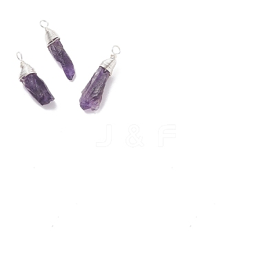 5Pcs Rough Natural Amethyst Pendants G-ZF0001-02-1