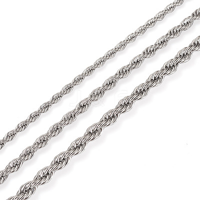 3Pcs 3 Size 304 Stainless Steel Twist Rope Chains Necklaces Set for Men Women STAS-TA0004-82-1