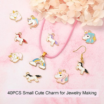 40Pcs 10 Style Alloy Enamel Pendants ENAM-SZ0002-55-1