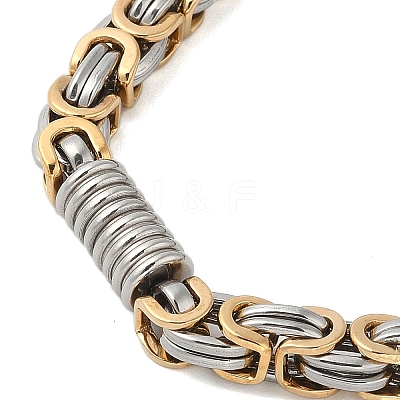Ion Plating(IP) Grooved Column 304 Stainless Steel Byzantine Chain Bracelets Hand Polished for Men BJEW-B093-07GP-1