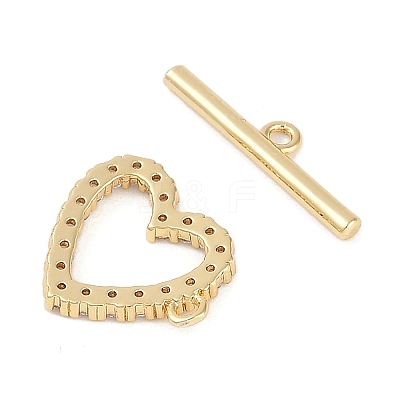 Brass Micro Pave Clear Cubic Zirconia Toggle Clasps KK-K391-07G-1