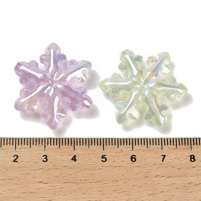 Christmas Snowflake UV Plating Luminous Rainbow Iridescent Acrylic Beads LACR-R001-07A-1