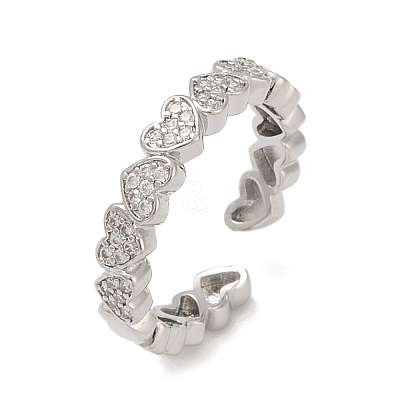 Brass Micro Pave Cubic Zirconia Cuff Rings for Women RJEW-F182-03P-1