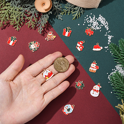 80Pcs 20 Styles Christmas Theme Alloy Enamel Pendants ENAM-SC0007-15-1