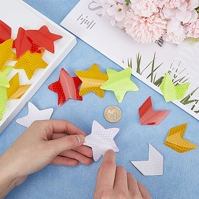 30Pcs 6 Styles Star & Arrow Waterproof PET Warning Stickers STIC-GF0001-20-1