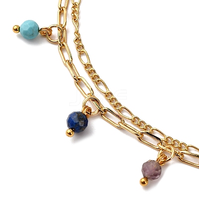 2Pcs Brass Figaro Chain & Paperclip Chains Anklets AJEW-AN00723-1
