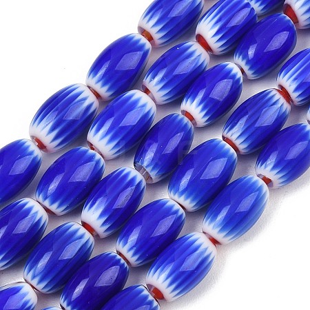 Handmade Millefiori Glass Oval Beads Strands LK-Z001-02B-05-1