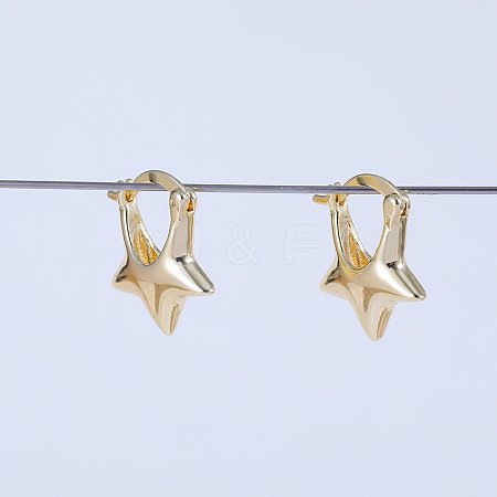 Five-Star Brass Hoop Earrings FT9728-1