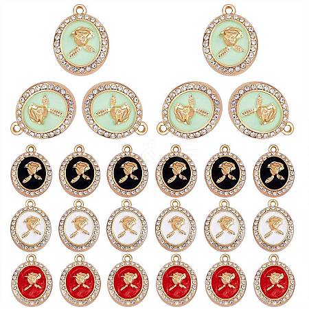 24Pcs 4 Colors Rack Plating Alloy Enamel Pendants FIND-SZ0006-06-1