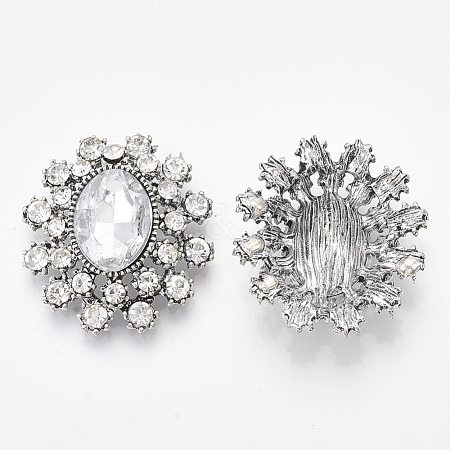 Antique Silver Plated Alloy Cabochons RB-S066-05AS-17-1