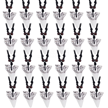 24Pcs Resin Tooth Shape Pendant Necklaces NJEW-GA0001-19-1