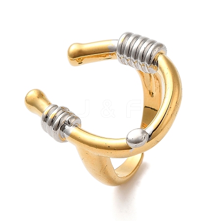 U-Shape Brass Open Cuff Rings for Women RJEW-B062-13GP-1