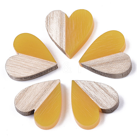 Resin & Wood Two Tone Cabochons RESI-R425-04G-1