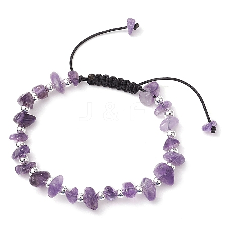 Natural Amethyst Braided Bead Bracelets for Women BJEW-JB11107-04-1