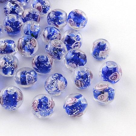 Handmade Luminous Inner Flower Lampwork Beads X-LAMP-R129-12mm-08-1