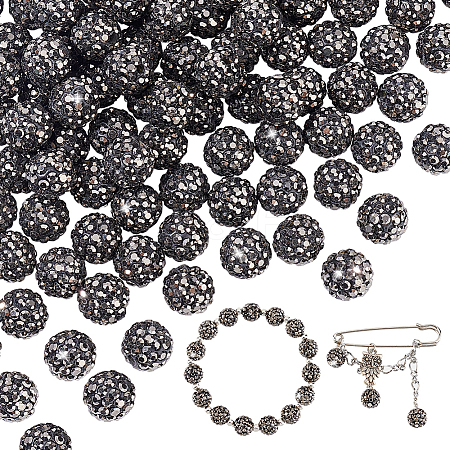 100Pcs Pave Disco Ball Beads RB-PH0001-25B-1