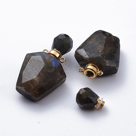 Faceted Natural Labradorite Openable Perfume Bottle Pendants G-E564-09D-G-1
