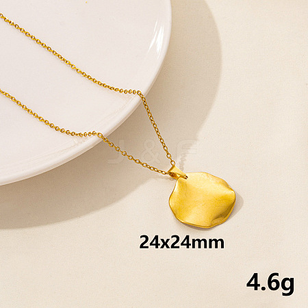 Stainless Steel Flat Round Pendant Necklaces FU8631-12-1