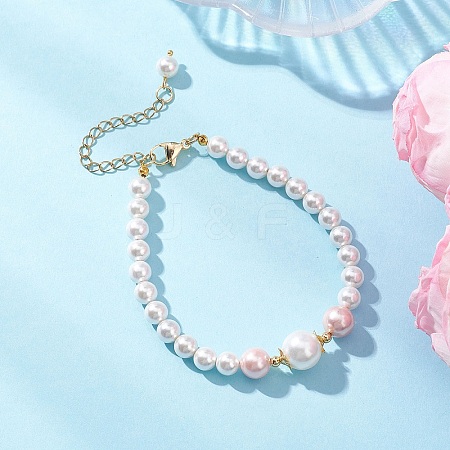 Shell Pearl Beaded Bracelets for Women BJEW-JB12960-1