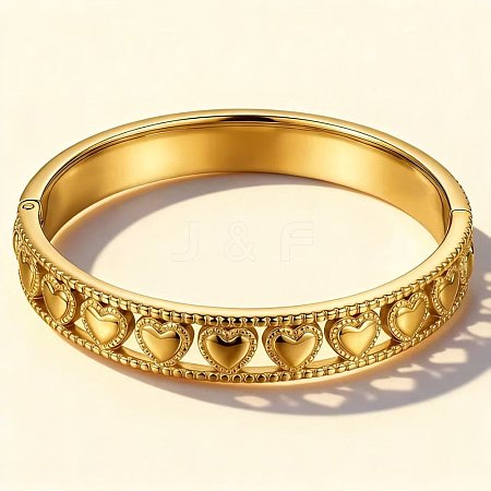 304 Stainless Steel Hollow Heart Hinged Cuff Bangles for Women WG952A8-02-1