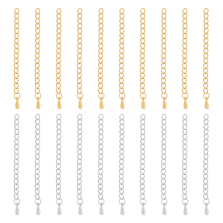 20Pcs 2 Styles 304 Stainless Steel Chain Extender STAS-UN0060-90-1