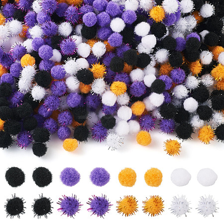 800Pcs 8 Styles Halloween Handmade DIY Doll Craft Pom Pom Yarn Pom Pom Balls FABR-TA0001-02-1