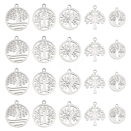 20Pcs 5 Style 304 Stainless Steel Pendants STAS-DC0005-87-1