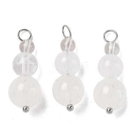 Natural Quartz Crystal Round Beaded Pendants PALLOY-JF02867-08-1