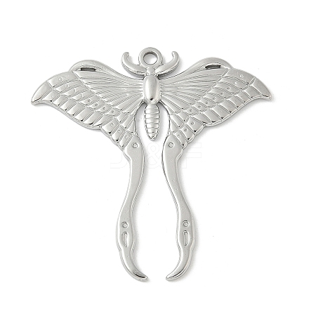 304 Stainless Steel Moth Pendants X-STAS-S186-08B-P-1