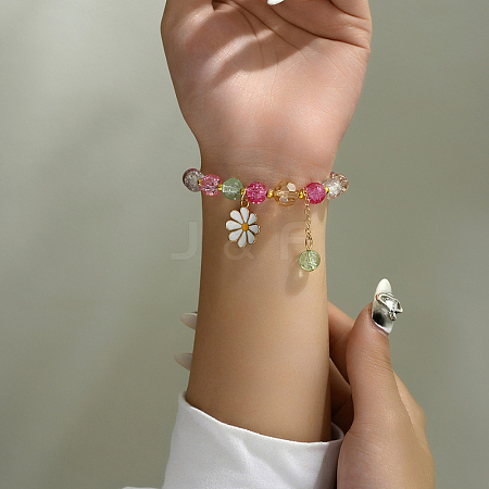 Fashionable Alloy Enamel Daisy Charm Bracelets WD0867-1