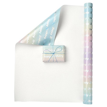Rainbow Gradient Birthday Gift Wrapping Paper DIY-FZC0002-03C-1