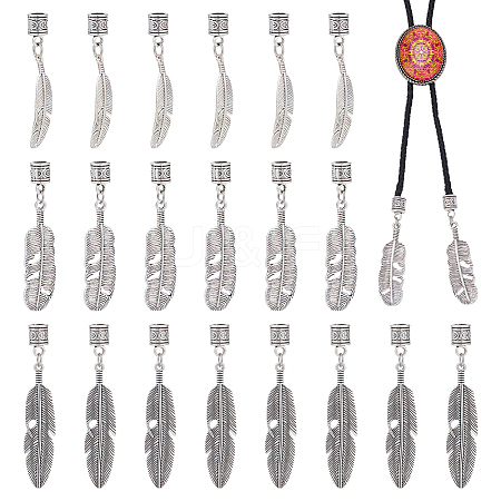 24Pcs 3 Styles Feather Tibetan Style Alloy Cord Ends HJEW-NB00327-1