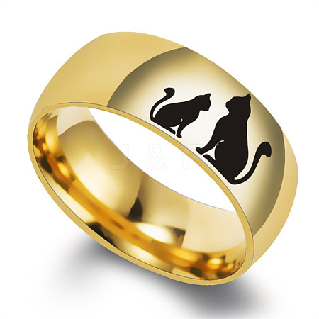 Cat Shape Pattern 201 Stainless Steel Finger Rings FS-WG30D97-06-1