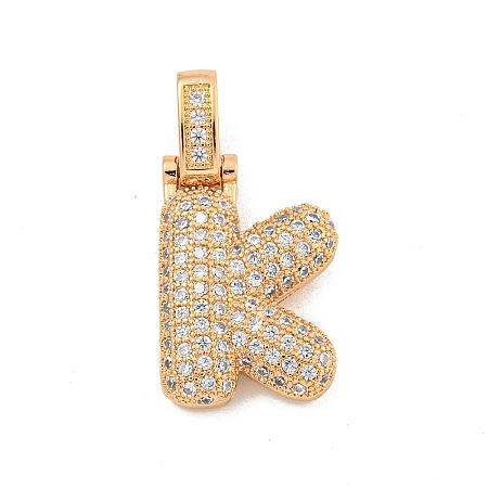 Brass Micro Pave Clear Cubic Zirconia Pendants KK-B099-01G-K-1