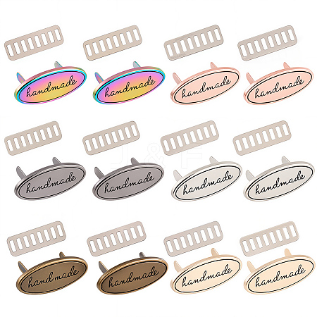 12Pcs 6 Colors Oval Handmade Alloy Decorative Buckles PURS-GF0001-10-1