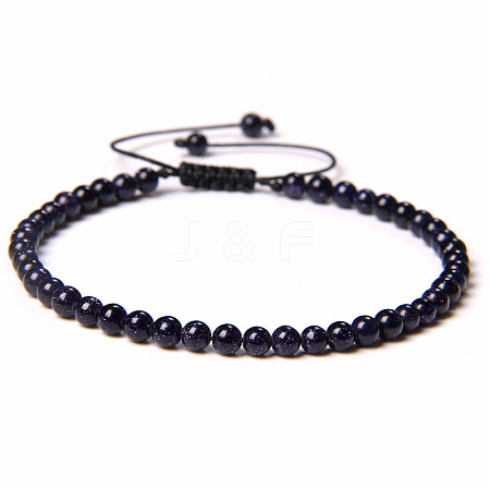Adjustable Women's Blue Goldstone Beaded Bracelet CN3407-31-1