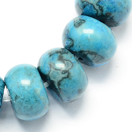 Dyed Natural Blue Agate Stone Rondelle Beads Strands X-G-S105-8mm-14-1