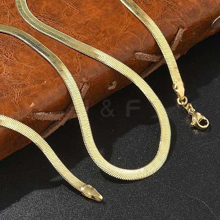 4mm Rack Plating Brass Flat Snake Chain Necklaces for Women Men MAK-L044-14G-1