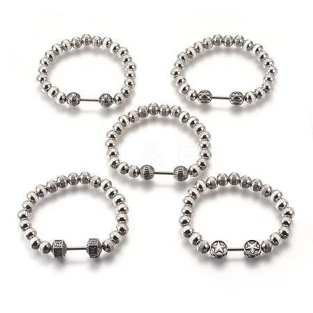 304 Stainless Steel Stretch Bracelets BJEW-E353-02-1