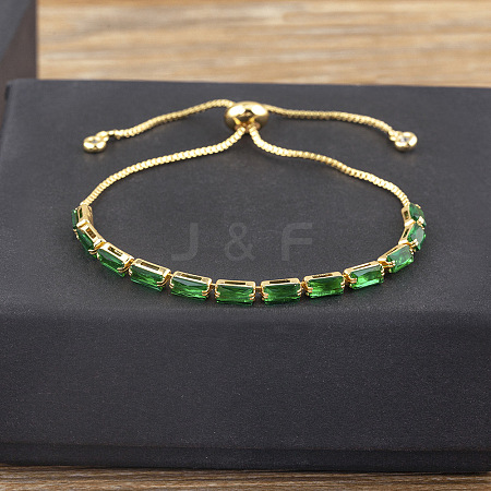 Brass Micro Pave Cubic Zirconia Slider Bracelets FS-WG49F5F-02-1