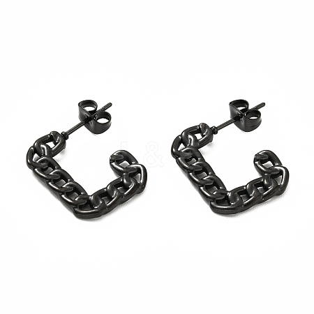 Ion Plating(IP) 304 Stainless Steel Chain Shape Stud Earrings EJEW-F283-03EB-1