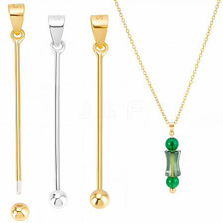 4Pcs 2 Colors Rhodium Plated 925 Sterling Silver Locket Style Planet Pinch Bails STER-SC0001-71A-1