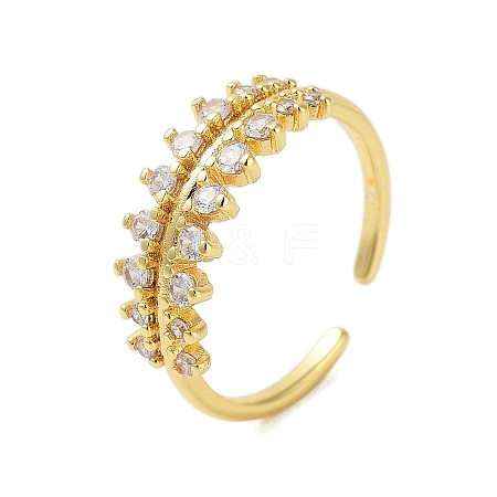 Brass Pave Cubic Zirconia Cuff Rings RJEW-U012-04G-02-1