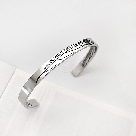 304 Stainless Steel Cuff Bangles for Men WG46524-02-1