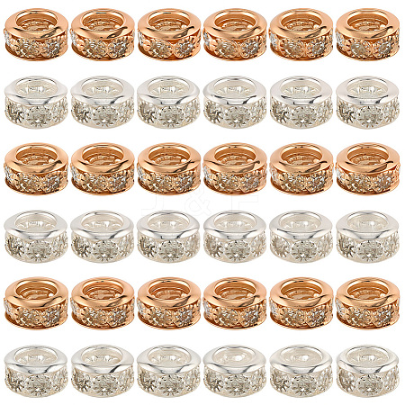 50Pcs 2 Colors Brass Rhinestone Beads KK-PA0001-04-1