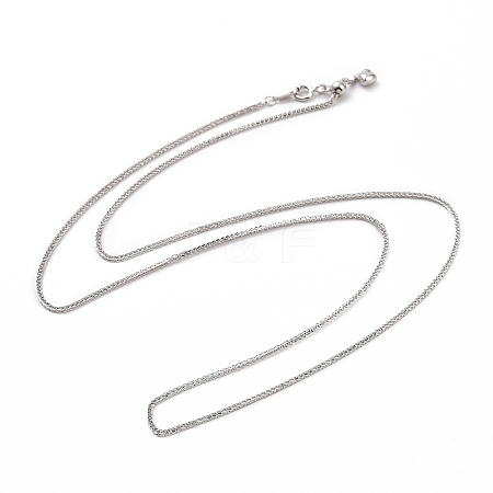 Anti-Tarnish Rhodium Plated 925 Sterling Silver Wheat Chains Necklace for Women STER-I021-02B-P-1