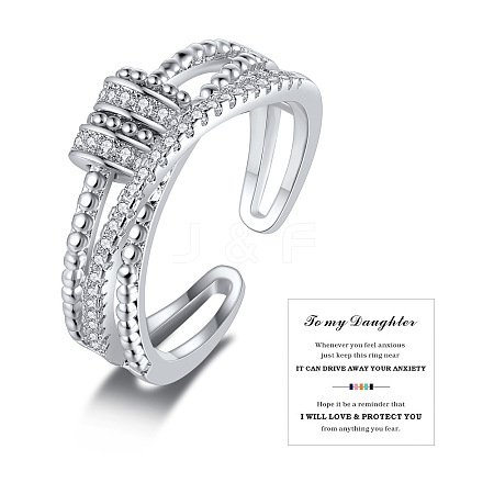 Brass Micro Pave Clear Cubic Zirconia Rotating Cuff Rings FS-WG95F24-04-1