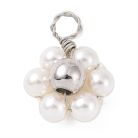 Natural Shell & Pearl Beaded Pendants PALLOY-JF02105-02-1