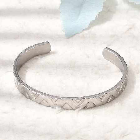 304 Stainless Steel Cuff Bangles for Women Men BJEW-H644-05P-1