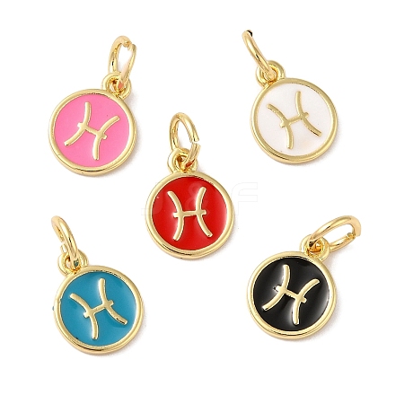 Real 18K Gold Plated Brass Enamel Charms KK-L216-001G-A-1